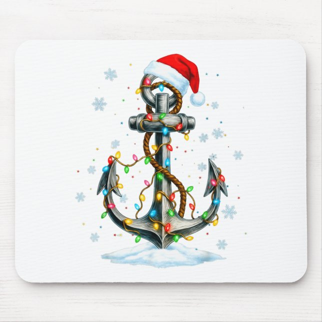Nautical Anchor Christmas Lights Boating Sailor  Mousepad (Vorne)