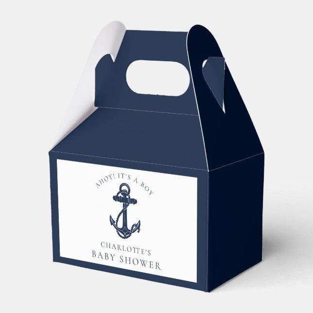 Nautical Anchor Coastal Boy Baby Dusche Geschenkschachtel (Vorderseite)