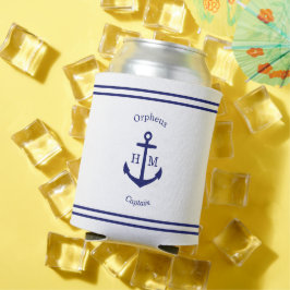 Nautical Anchor Custom (weiß & blau) Dosenkühler