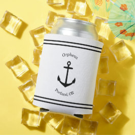Nautical Anchor Custom (weiß & schwarz) Dosenkühler
