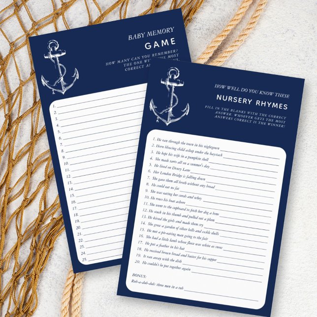 Nautical Anchor Double Side Navy Baby Showspiele (Von Creator hochgeladen)