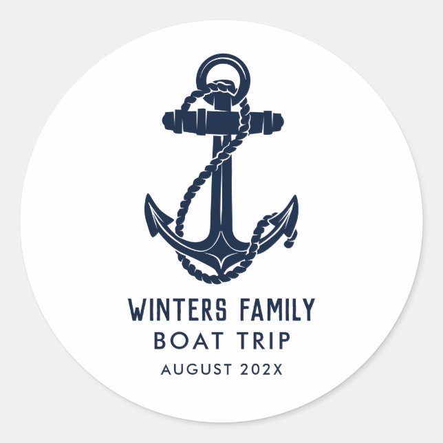 Nautical Anchor Family Boat Trip Custom Runder Aufkleber (Vorderseite)