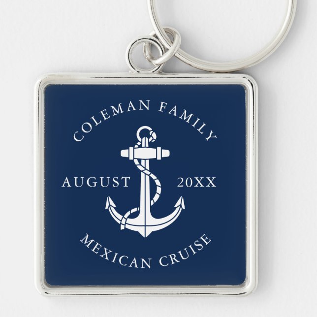 Nautical Anchor Family Trip Custom Schlüsselanhänger (Vorne)