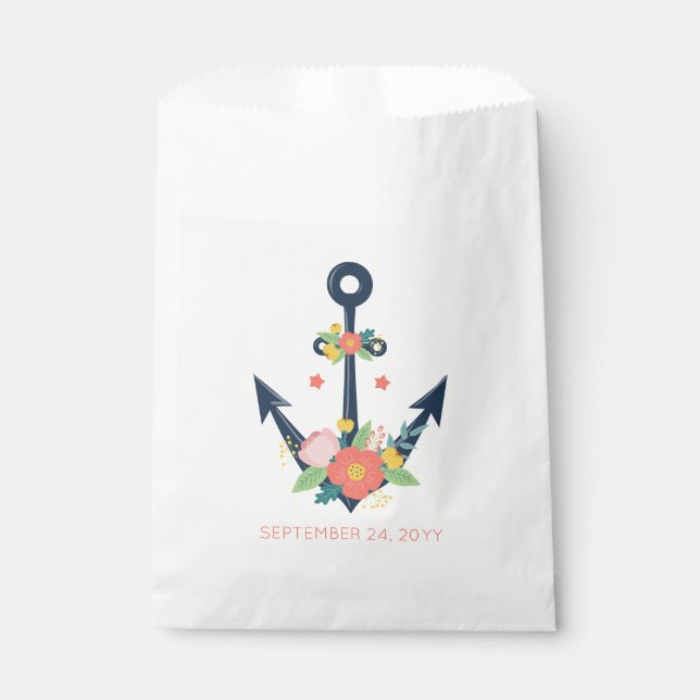 Nautical Anchor Floral Baby Girl Dusche Party Geschenktütchen (Vorderseite)