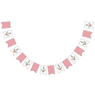 Nautical Anchor Floral Baby Girl Dusche Party Wimpelkette