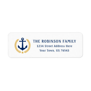 Nautical Anchor Gold Laurel Verlasse Star-Adresse