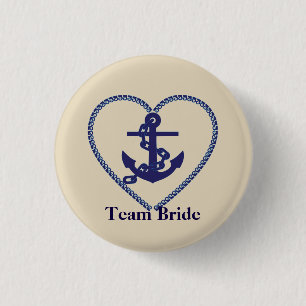 Nautical Anchor mit Rope Heart Wedding Team Bridge Button
