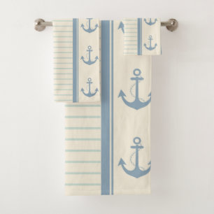 Nautical Anchor Moderner Abstrakter Streifen Badhandtuch Set