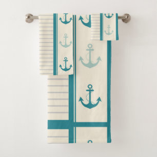 Nautical Anchor Moderner Abstrakter Streifen Badhandtuch Set