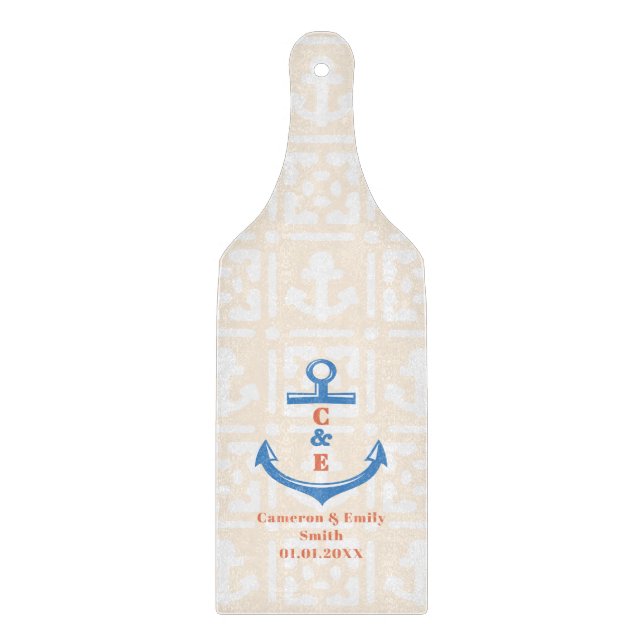 Nautical Anchor Monogrammed Paddle  Schneidebrett (Vorderseite)