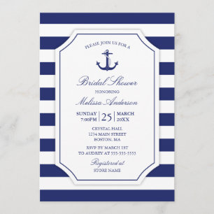 Nautical Anchor Navy Blue Bridal Dusche Einladung