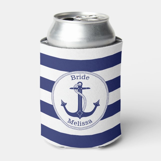 Nautical Anchor Navy Blue Bridge Junggeselinnen-Ab Dosenkühler (Kanne Vorderseite)