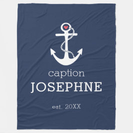 Nautical Anchor Navy Blue Capture Personalisiert Fleecedecke