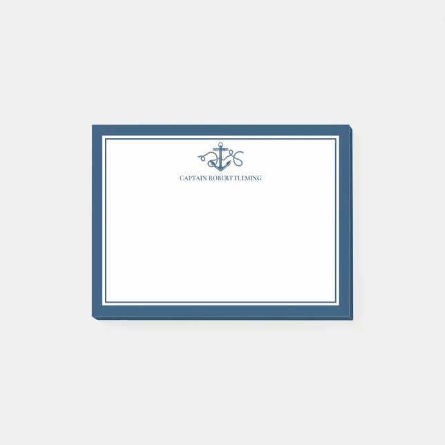 Nautical Anchor Navy Blue Personalized Post-it Klebezettel (Vorderseite)