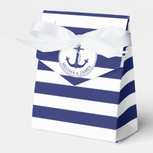 Nautical Anchor Navy Blue Stripe Hochzeit Vielen D Geschenkschachtel