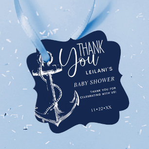 Nautical Anchor Navy Blue Thank You Geschenkanhänger