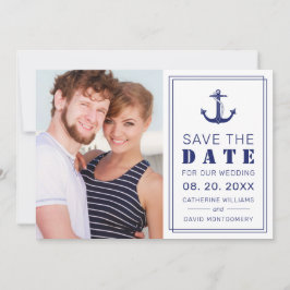 Nautical Anchor Navy Minimalistisches Foto Hochzei Save The Date