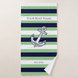 Nautical Anchor Navy White Strip Badetuch Badehandtuch