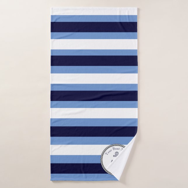 Nautical Anchor Navy White Strip Badetuch Badehandtuch (Badehandtuch)