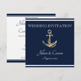 Nautical Anchor - Navy & White Wedding Einladung