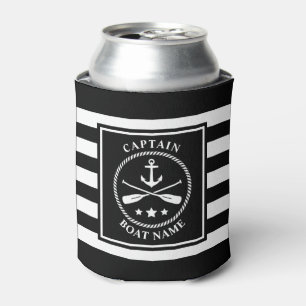 Nautical Anchor Oar Captain Boat Name Black Strip Dosenkühler
