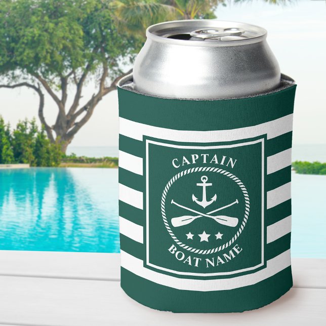 Nautical Anchor Oar Captain Boat Name Green Strip Dosenkühler (Von Creator hochgeladen)