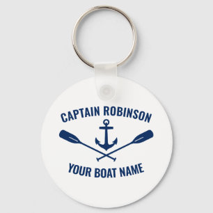 Nautical Anchor Oars Captain und Bootsname Stilvol Schlüsselanhänger