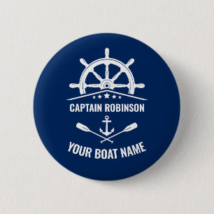 Nautical Anchor Oars Helm Captain & Bootname Button