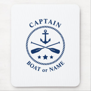 Nautical Anchor & Oars mit Captain Boat oder Name Mousepad