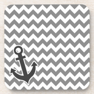 Nautical Anchor on Dark Gray Zickzack Untersetzer