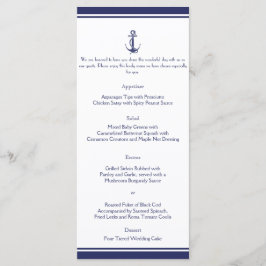 Nautical Anchor on Navy Wedding Menu Menükarte