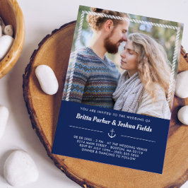 Nautical Anchor & Rope Foto Wedding Einladung