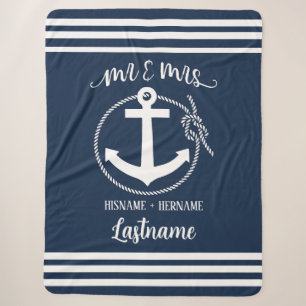 Nautical Anchor Rope Navy Blue Mr & Mrs. Sherpadecke
