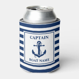 Nautical Anchor Rope Stripter Captain Boat Name Dosenkühler