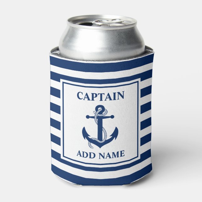 Nautical Anchor Rope Stripter Captain Name Dosenkühler (Kanne Vorderseite)