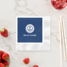 Nautical Anchor Rope Wheel Navy Blue Boat Name