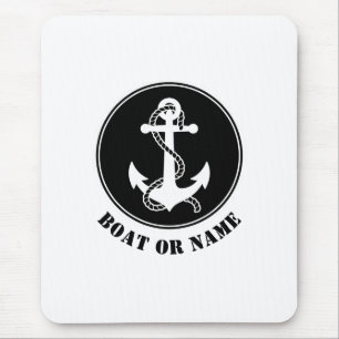 Nautical Anchor & Rope Your Boote oder Name Black Mousepad