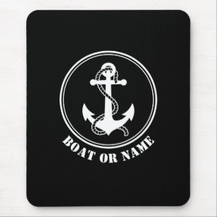 Nautical Anchor & Rope Your Boote oder Name Black Mousepad