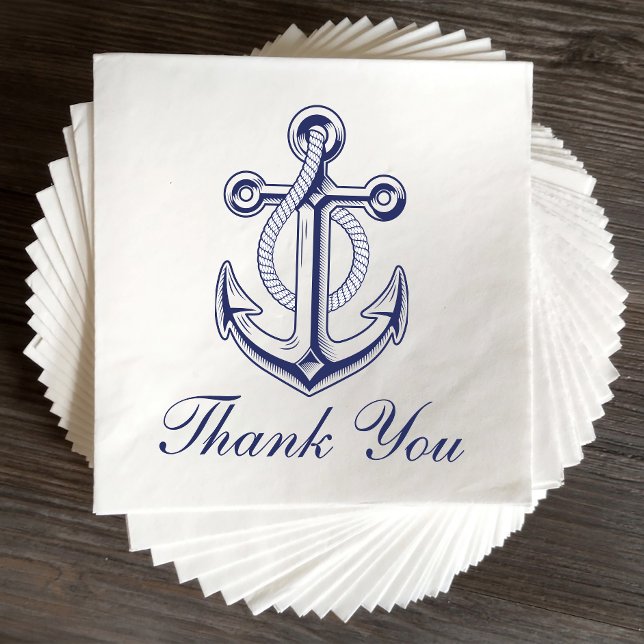 Nautical Anchor Sailor Navy Blue Wedding Vielen Da Serviette (Von Creator hochgeladen)
