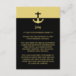 Nautical Anchor - Schwarzes Gold - Hochzeitsdetail Begleitkarte