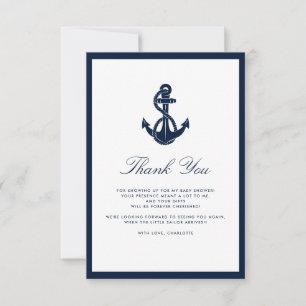 Nautical Anchor Script Boy Baby Shooter Dankeskarte