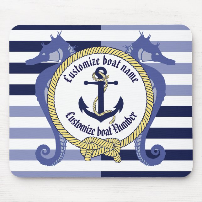Nautical Anchor/Seaman's Knoten/Customize Name, # Mousepad (Vorne)
