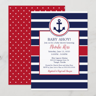 Nautical Anchor Sommer Ahoy! Boy Baby Shower Einladung