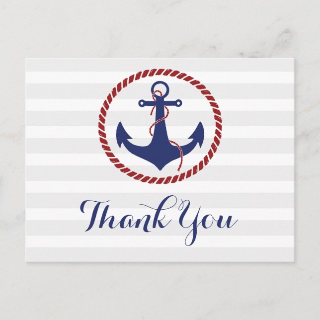 Nautical Anchor Vielen Dank Postkarte (Vorderseite)