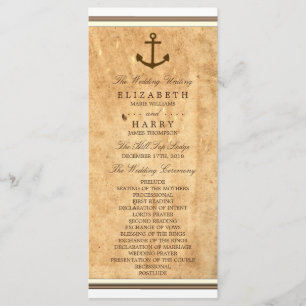 Nautical Anchor Vintag Paper Wedding Program Programm