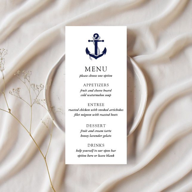 Nautical Anchor Wedding Menu Menükarte (Von Creator hochgeladen)