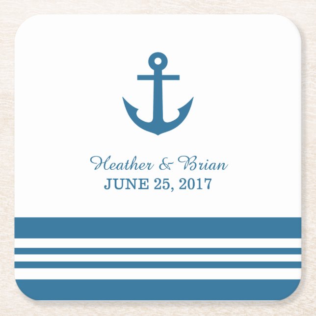 Nautical Anchor Wedding Paper Untersetzer (Vorderseite)