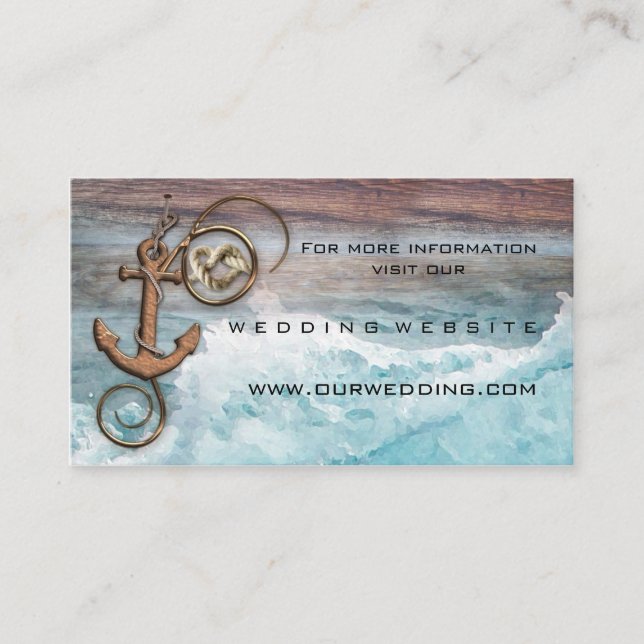 Nautical Anchor Wedding Website Beipackkarte Begleitkarte (Vorderseite)