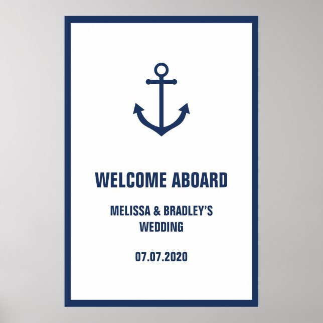 Nautical Anchor Wedding Willkommensschild 32x48 Poster (Vorne)