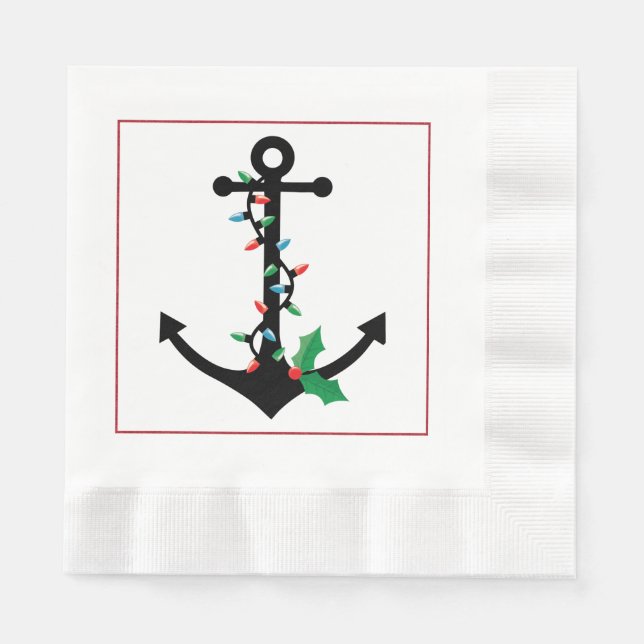 Nautical Anchor Weihnachtsbuch Napkins Serviette (Vorderseite)